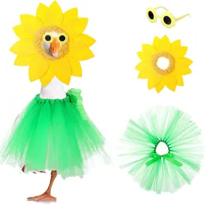 Sunflower Goose Outfit, Porch Goose Summer Clothes, Cute and Fun Headpiece Glasses Tutu Skirt for 23" Lawn Goose, Outdoor Garden Yard Patio Lawn Statue Decor