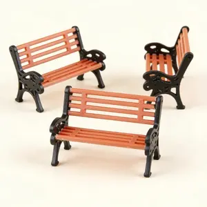3-Piece Model Park Bench Set, Miniature Garden Decor Craft Statue, 1:30 Scale Landscape Chair Model, Handmade Garden Ornament