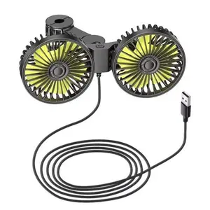 USB Car Cooling Fans for Backseat: Dual Head Car Fan for Kids 3 Speeds 360° Rotatable Vehicle Rear Headrest Fans 5V/2A Powerful Electric Air Circulation Fan for Sedan SUV RV Truck (USB Plug)