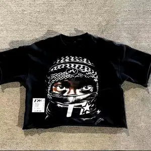 Tshirt manufacturer oversized 100% cotton high quality c printing boxy cropped t shirt men.