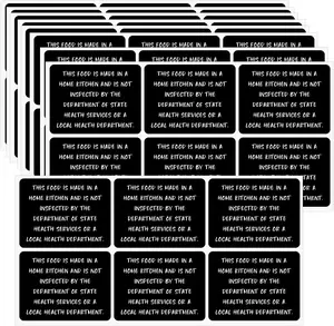 120 Pack   Kitchen  Label Stickers,Cottage  Law Labels Bakery Stickers,Cottage Kitchen  Safety Labels Non-Inspection Statement(1.5"x2",Black)