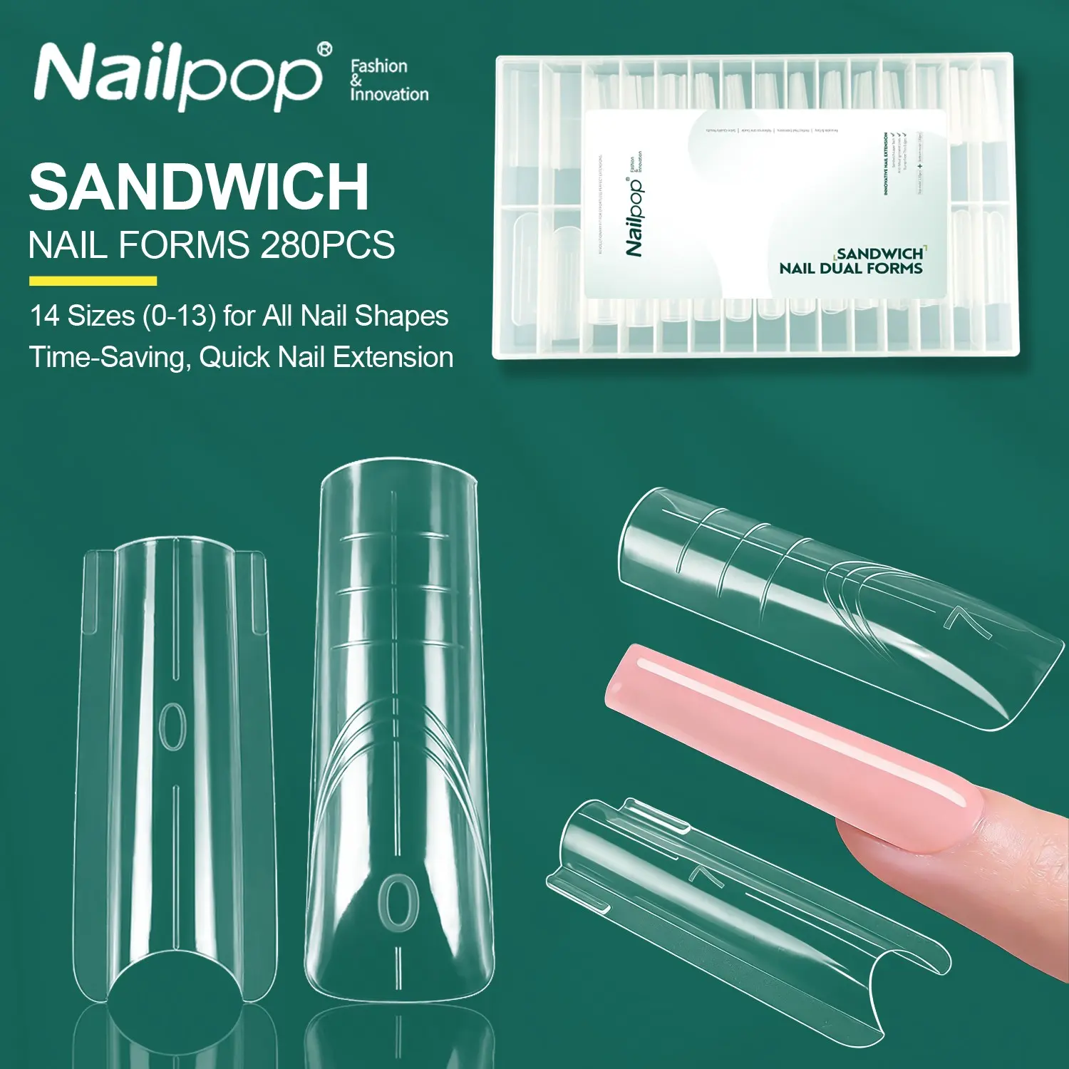 Sandwich Nail Dual Form 280/140pcs Square Oval Nail Molds Easy Shape Building Extension Nail Art Tool Nail Art Supplies for Beginners & Professionals Nail Forms Nail Art Accessories