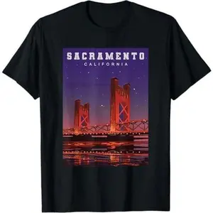 Sacramento California Tower Bridge River Landscape T-Shirt