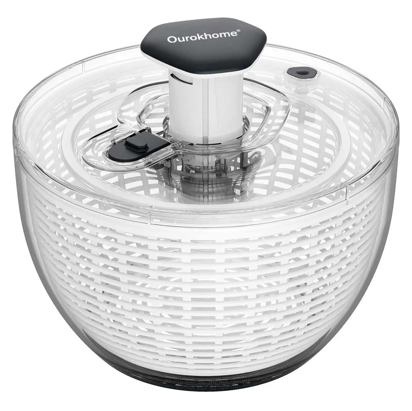 Ourokhome Salad Spinner Lettuce Dryer Christmas Gift One-handed Easy Press Large Vegetable Dryer Salad Mixer with Comfortable and Retractable Pusher a