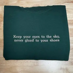 Quote Text Embroidered Sweatshirt