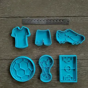 Soccer Cookie Cutter Set, Football Jersey Biscuit Mold, Sports Cleat Fondant Tool, Pitch Trophy Stamper, Kids Birthday Baking Gift