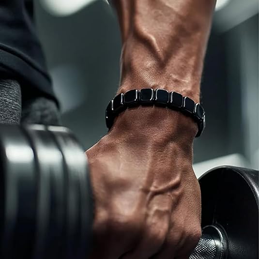 Hematite Bracelet for Men Natural T-Levels Support Mental Clarity Focus Stretch Rope Beads Jewelry Gifts for Christmas Birthday