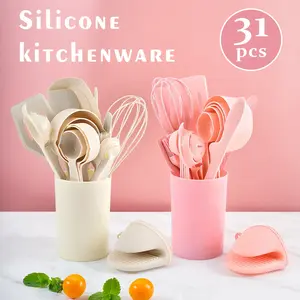 Safe Kitchen Tool - 31PCS Silicone Baking Set, Food-Grade Silicone Baking Tools Kit with Cake Pans, Pastry Brushes, Measuring Cups & Spoons, Non-Stick Heat-Resistant Baking Accessories for Home Bakers, Beginners & Dessert Lovers