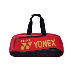 YONEX Multifunctional Synthetic Leather Sports Bag for Travel and Fitness, Unisex Couple Style in Red and Black