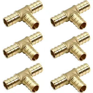 1/2 in Lead-Free Brass 90-Degree Elbow Crimp PEX Pipe Fitting (6Pcs) - Easy Installation Design for Plumbing Projects, Leak Prevention