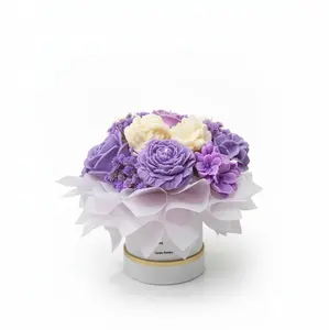 Lavender Rose Candle Bouquet – Scented Soy Wax Floral Candle
