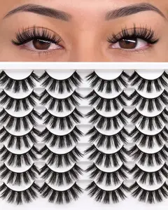 Lashes 3D Faux Mink Lashes Fluffy False Eyelashes Natural Look 14 Pairs Lashes Pack Luxury Wispy Fake Eyelashes (3D07)