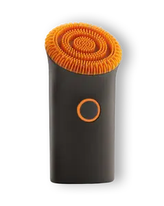 Technobrush with Red Light and Spinning Silicone Head, including Wireless Induction Charger with Mountable Shower Caddy