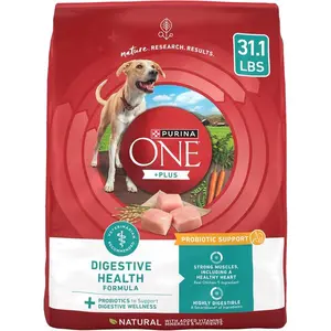 Purina One Plus Digestive Health Formula Dry Dog Food Natural with Added Vitamins, Minerals and Nutrients - 31.1 Lb. Bag