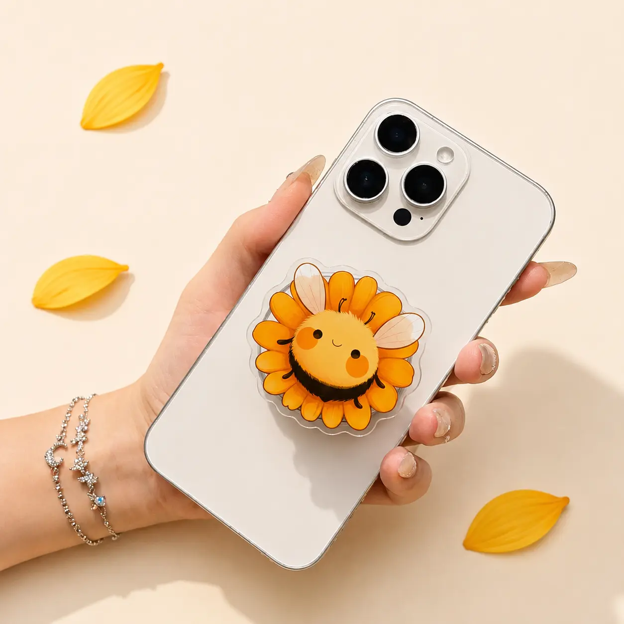 Sunflower Bee MagSafe Phone Grip - Magnetic Holder - Summer Fun Accessory