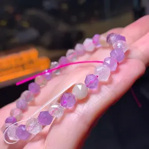 【Pink Amethyst】6mm amethyst and Rose Quartz Faceted Bead Bracelet