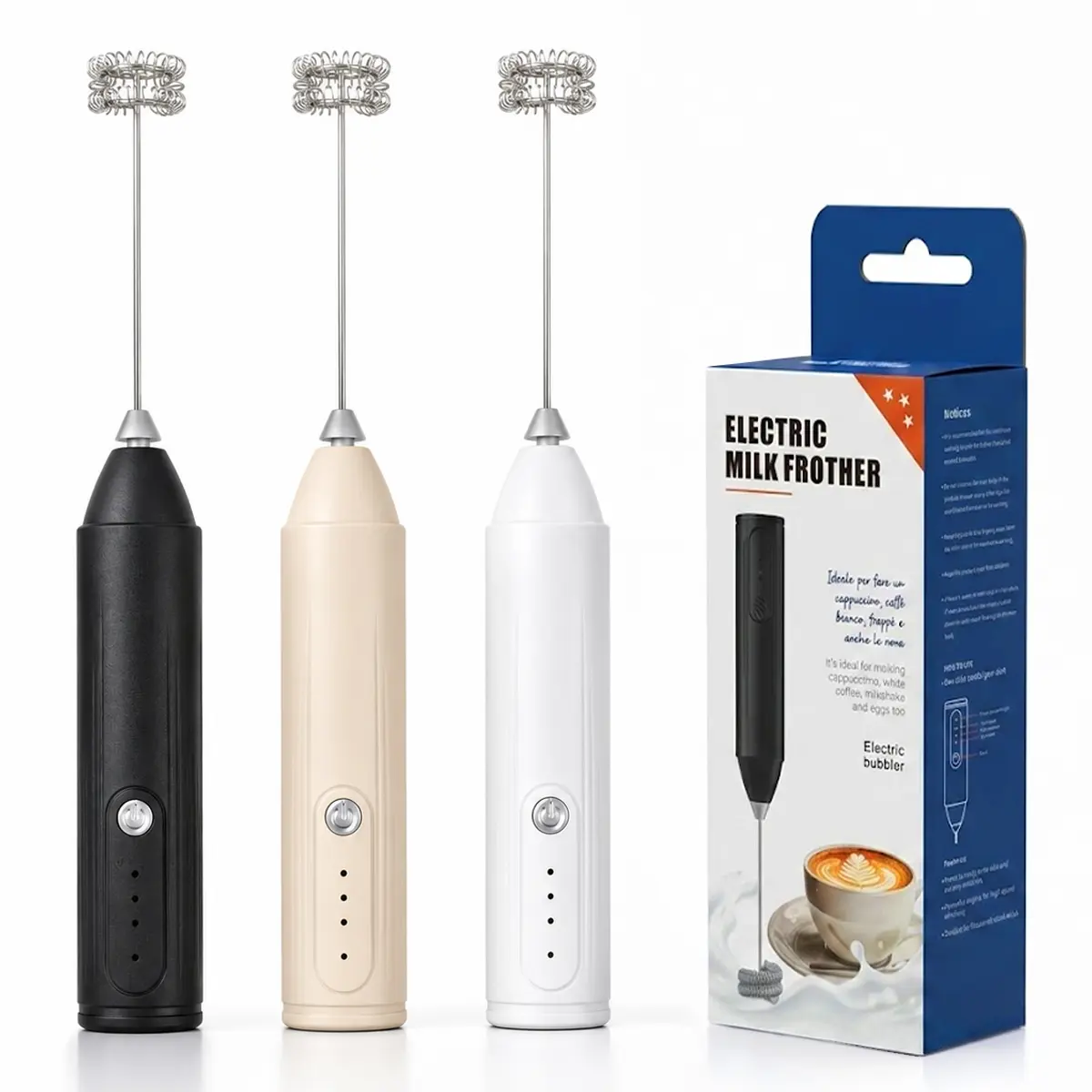 Minimalist Rechargeable USB-C Handheld Electric Milk Frother - Stainless Steel Whisk Drink Mixer, Food-Safe, Easy Cleaning for Coffee, Lattes, Froths Fast