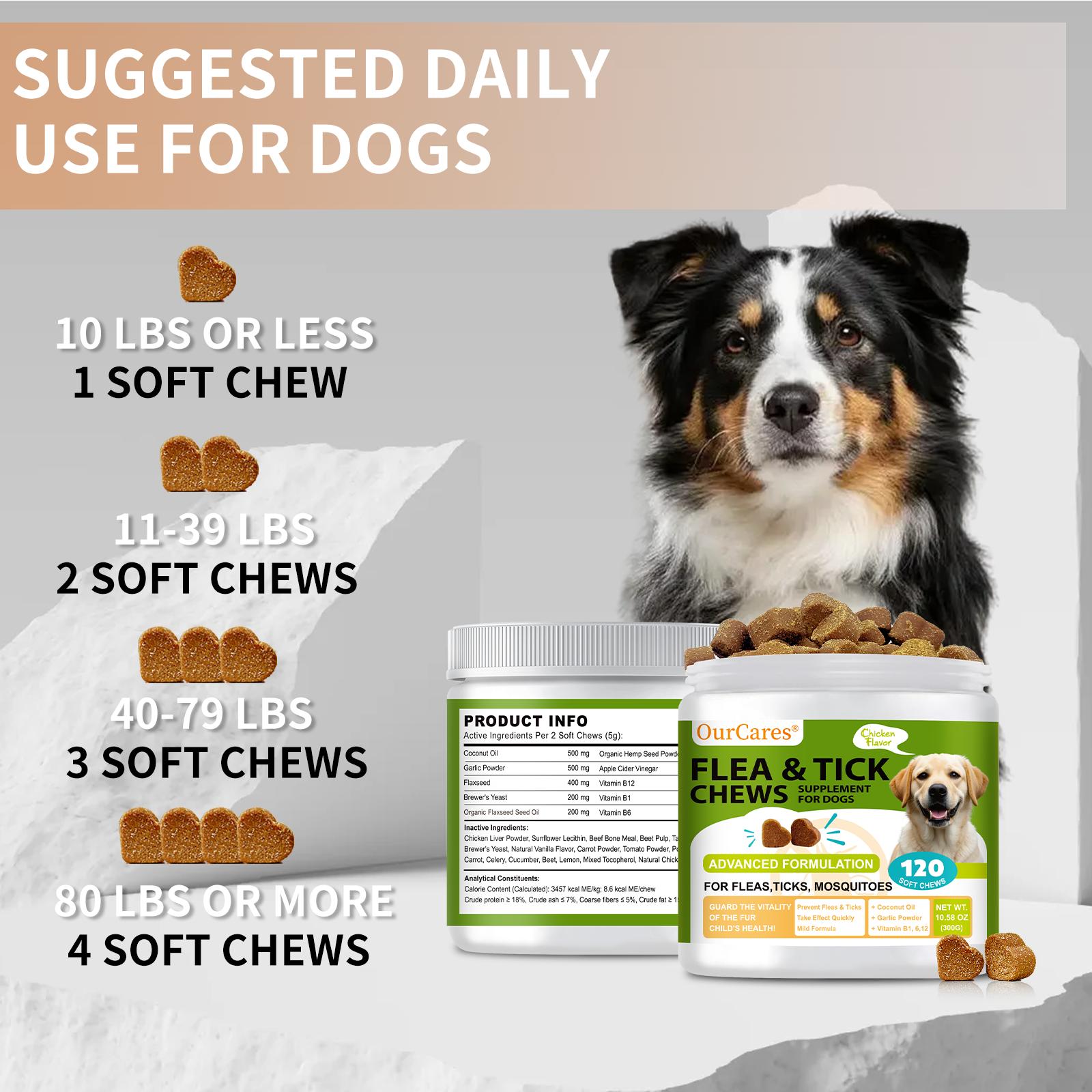OURCARES Flea & Tick Prevention Support Chews for Dogs – Nutritional Supplement, Not a Treatment – 120Count, Plant-Based Chicken Flavor with Probiotics, Coconut Oil, Flaxseed & Fish Oil – For All Breeds and Ages #Summervibes #DealsForYouDays