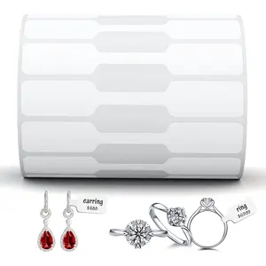 Jewelry Tags Price Tags Stickers, Rings Tags Glossy Self Adhesive White Blank Price Tags for Jewelry, Bracelet, Ring, Necklace, Earring, Clothing Display (1 Roll, 500 Labels/Roll) Anylabel