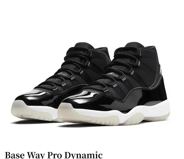 11   Black & Silver Patent Leather + Mesh High-Top Retro Basketball Sneakers | Streetwear Cushioned Sports Shoes