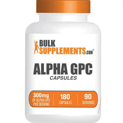 BulkSupplements Alpha GPC Cognitive Support Capsules - 300mg per Serving, 180 Capsules, Sugar/Gluten/Dairy Free, No Artificial Flavor, Unflavored Brain Health Booster for Adults, Focus Support, Dicalcium Phosphate