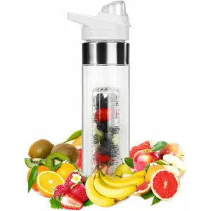 NEW Fruit Infuser Infusion Water Bottle-One Click Open Pro 24oz, WHITE USA Yoga