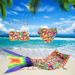 Mermaid Tail & Bikini Set, Colorful Mermaid Tail & Bikini Set, Role Playing Costume for Girls, Birthday Gift for Girls