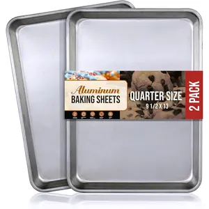 9x13 Baking Sheet Pan (2 Pack), Commercial Quarter Size Rimmed Baking Pans for Oven, Freezer, & Bun Racks, Heavy Duty Baking Sheet Cake Pan, Large Cookie Sheets for Baking & Cooking