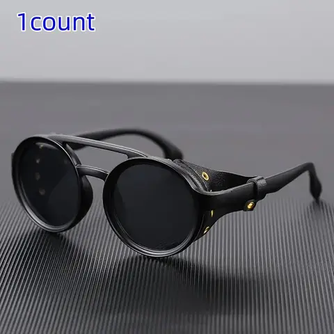 Vintage Round Frame Fishing Glasses, Retro Trendy Punk Windproof Glasses, Fishing Accessories for Men, Outdoor Sports Cycling Glasses, Cycling Sunglasses, Biking Sunglasses, Riding Glasses