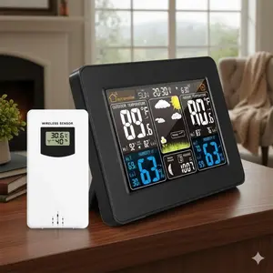 Wireless Smart Weather Station with Outdoor Sensor, Color Digital Forecast Clock, Accurate Indoor Outdoor Temperature Humidity Barometer, Alarm Time Date Moon Phase Display, Multifunctional Home Office Gift