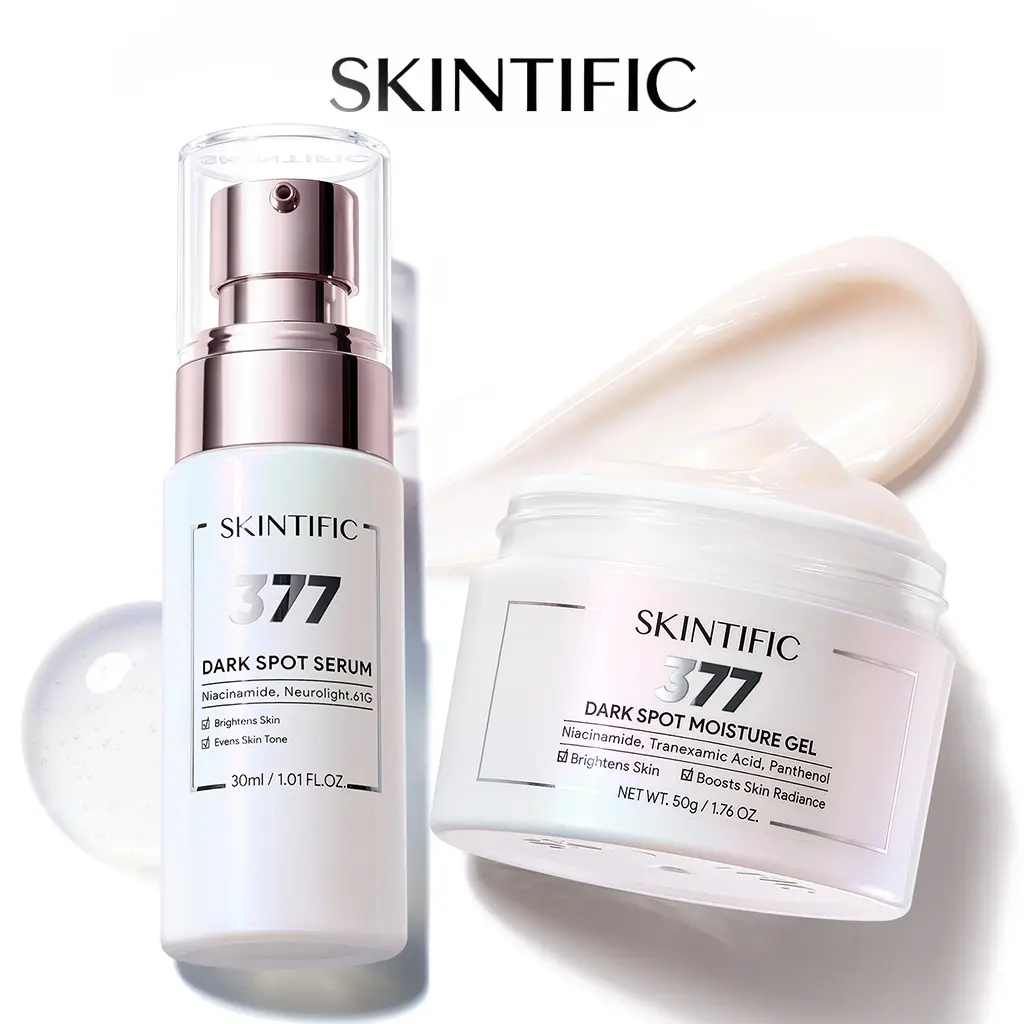 SKINTIFIC 2pcs Brightening Combo - Symwhite 377 Serum and Moisture Gel for Oily Sensitive Skin, Even Tone, Redness Relief, Lightweight Hydration
