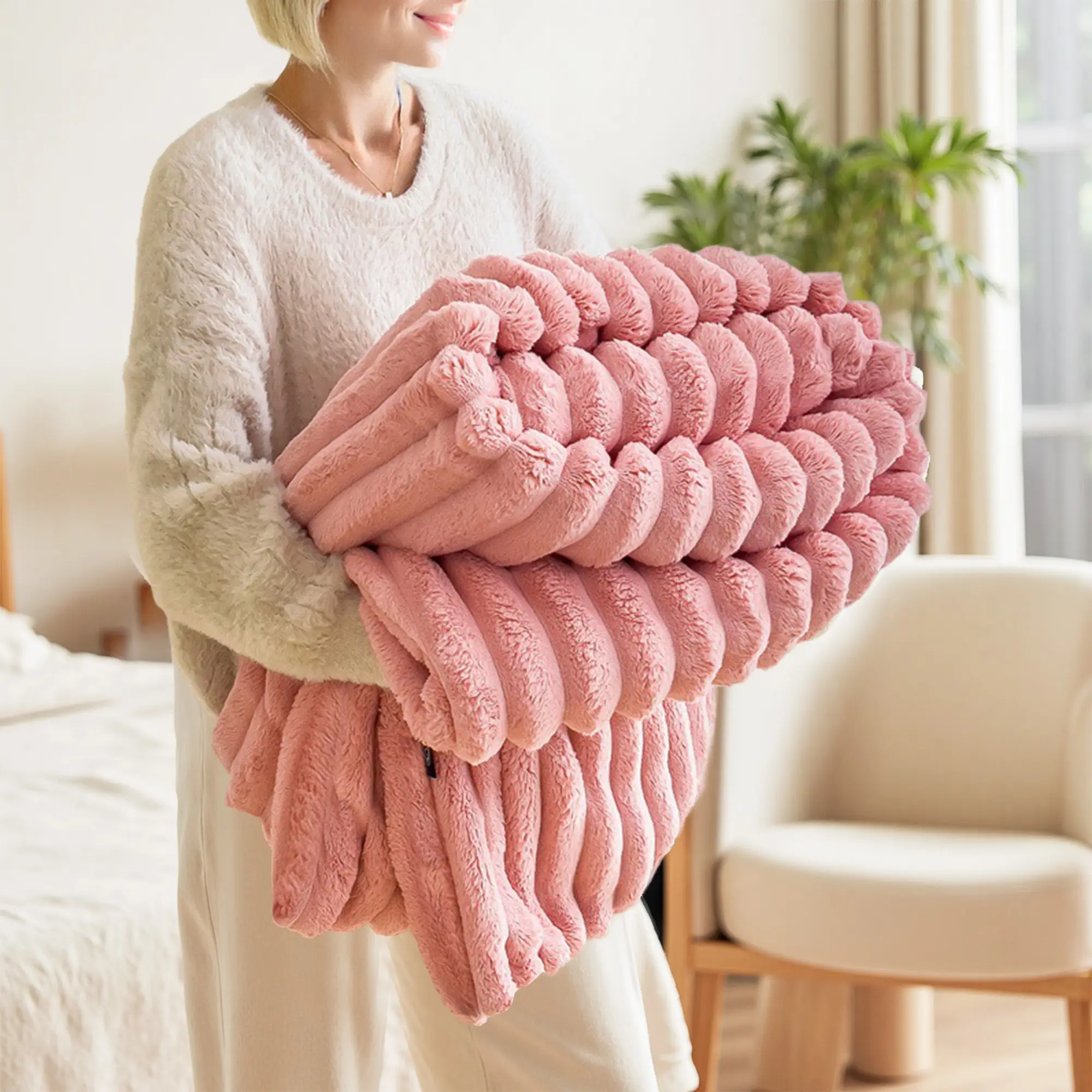 RaybeeFurniture Cozy Soft Blanket for bedroom,Summer Cooling throw blanket for Hot Sleepers,Home Bedroom Decor Plush Outdoorfun,Lightweight Blanket fo