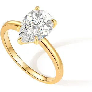 Engagement Rings for Women 14K Gold Plated Pear Cubic Zirconia Ring Dainty Gold Promise Ring Wedding Band Rings for Women Trendy Gold Jewelry tapered