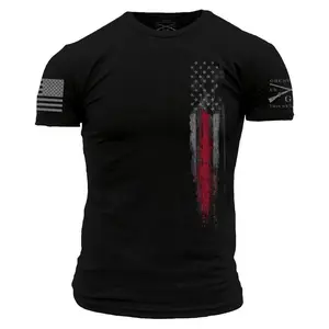 Red Line Flag T-Shirt - Black