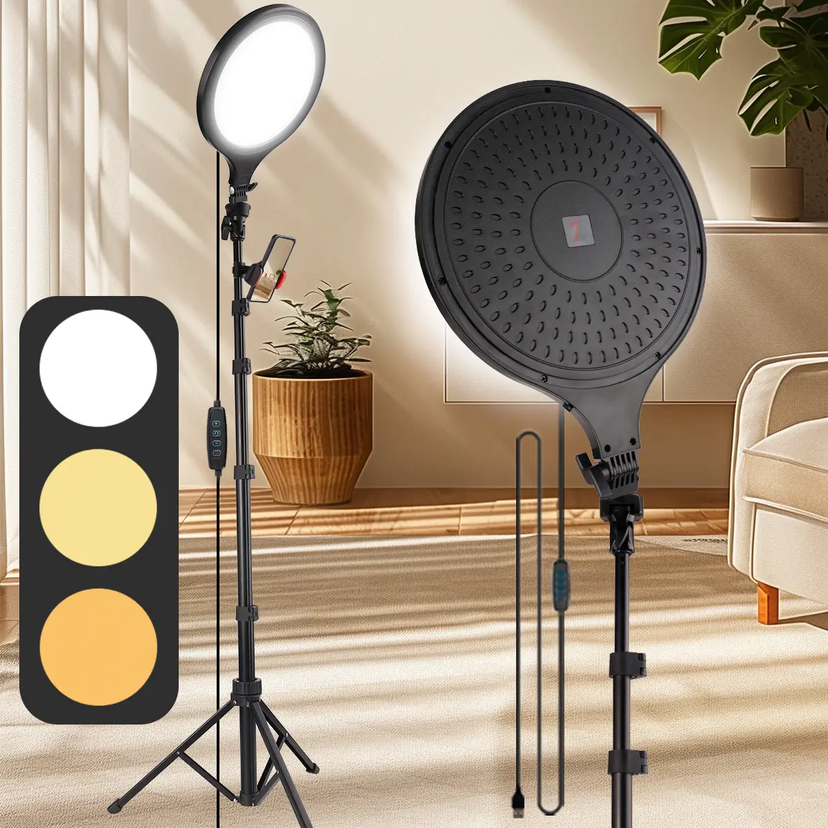 10" Full-Screen Dimmable LED Ring Light with 17-63" Extendable Adjustable Tripod Stand, Selfie Fill Light for Vlog Recording, Portrait Shooting#SummerWins#BackToSchoolDeal