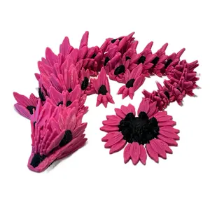 Cinderwing3D Sunflower Dragon Decorative Statue - 3D-Printed Medium Dragon with Custom Color Option for Unique Home Decor - Shelf