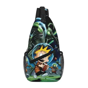 Calvin and Hobbes Full Print Chest Bag Compact Shockproof Crossbody Pouch Versatile for Travel, Hiking & Daily Use Perfect Gift for Anime Fans, Teens & Partners