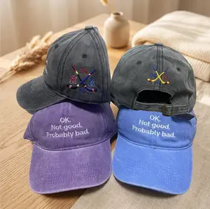 Ok Not Good Probably Bad Embroidered Washed Hat - Heated Rivalry Embroidered Cap Merch - For Gay Lover Gift - Casual Wear Washable Material Versatile for Everyday Use -  Gifts