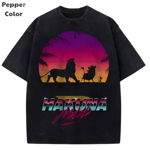 Retro Hakuna Matata T-Shirt Unisex Cotton Lion King Tee -  Unisex S-3XL - Menswear & Womenswear - Streetwear Tops - Casual Cotton Crewneck Shortsleeve Tshirt