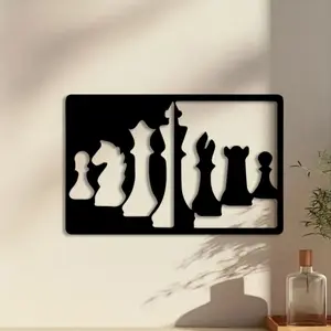 ​​1pc Chess Metal Wall Art, Chess Statue Mural, Perfect for Game Room Wall, Man Cave Wall, Chess Wall, Decor, Ideal Gift for Chess Enthusiasts, Light Metal​​