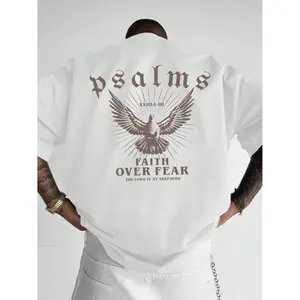 Faith Over Fear T-Shirt With Psalm 93 4 Design Loose Fit Crew Neck Short Sleeve For Men Casual Wear Sports Fan Gift In Glossy Black Ultra-Soft Premium Drape Fabric