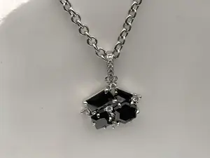 The Helena Necklace – Black Onyx & Cubic Zirconia (Rhodium, 18" with a 2.5" extender)