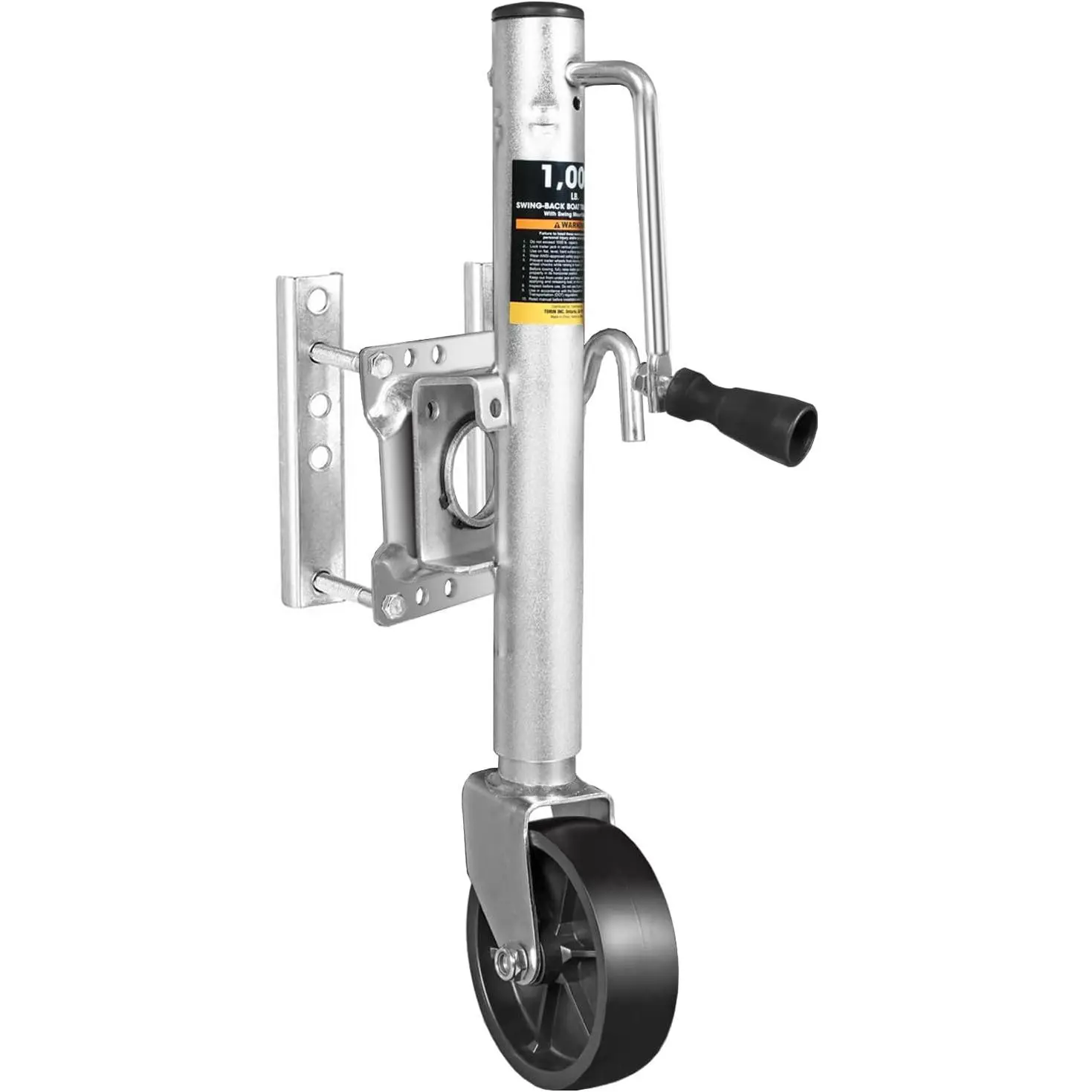 1000 lbs Trailer Jack with Wheel, Heavy Duty Swivel Boat Trailer Jack Single Whee, 10" Lift, Bolt-on Trailer Tongue Jack for RV Boat ATR39001B, Silver