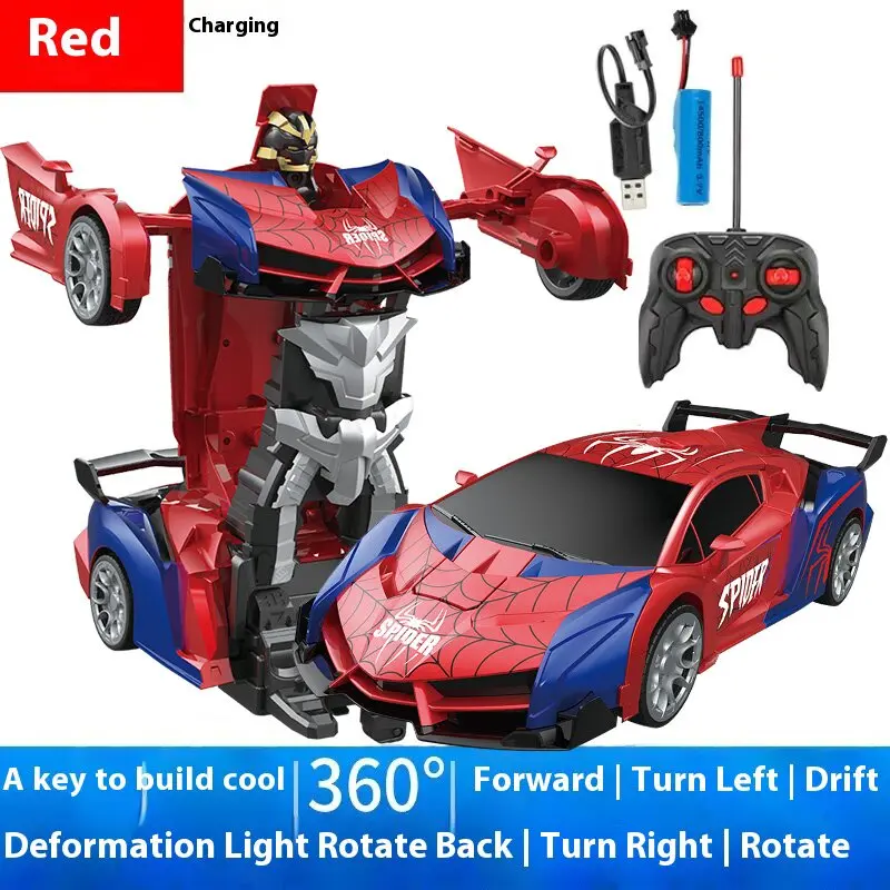 Remote Control Spider Transformer Car, Remote Controlled Car, Remote Controlled Vehicle, RC Cars, Automatic Transformation Robot Car, LED Lights, 360° Spin Drift, Unisex Toy for Kids 6-12
