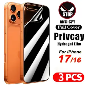 3-Piece Privacy Soft Gel Screen Protector Cover Compatible iPhone Models 17/13/12/11/14/15/16 Pro Max/air Anti-Fingerprint Non-Glass Material