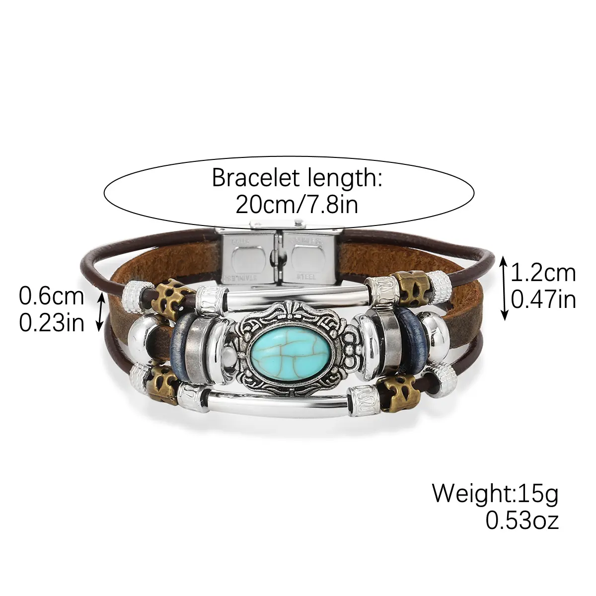 S2208 6 Leather Bracelet