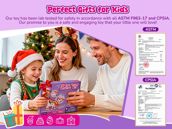 JoyCat Art Kit- 3D DIY Foam Texture Painting Kit, Unicorn & Princess Magic Puffy Paint Kit, Stocking Stuffers, Craft Kits for Kids, Easter Christmas Gift for Girls & Boys