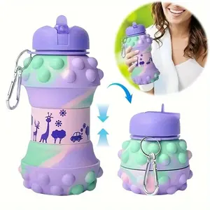 Viral Foldable Earth Water Bottle – 550ml Collapsible Silicone Cup, Leak-Proof Portable Travel Bottle with Clip for Sports, School & Outdoor
