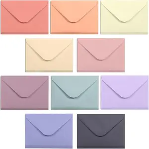 100-Count Mini Envelopes - Paper Business Card Envelopes, 10 Pastel Colors, 4 x 2.7 Inches