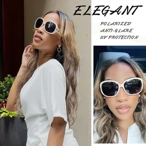 Joopin Polarized Sunglasses for Women Trendy Sparkling Oversized Big Composite Frame Shades (Light Beige) Joopin Fashion Eyewear
